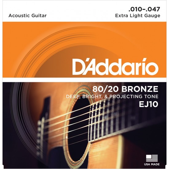 D'Addario EJ10 Bronze Extra Light 10-47 Cordes Guitare Acoustique