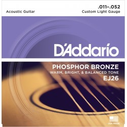 D'Addario EJ26 Phosphore Bronze Custom Light 11-52 Cordes Guitare Acoustique
