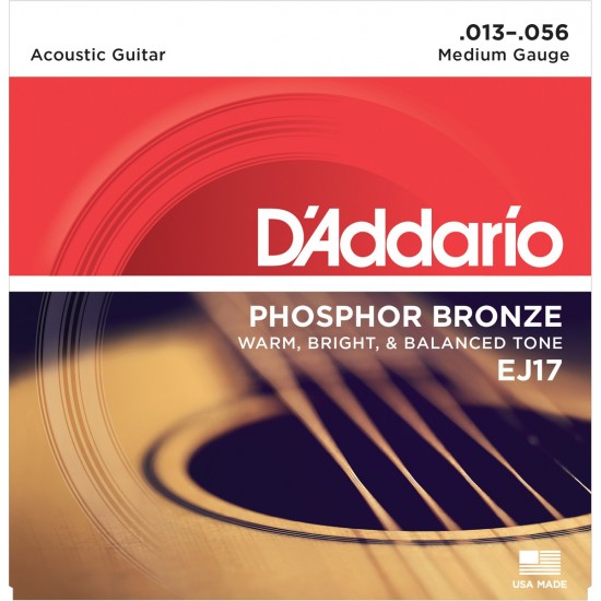 D'Addario EJ17 Phosphore Bronze Medium 13-56 Cordes Guitare Acoustique
