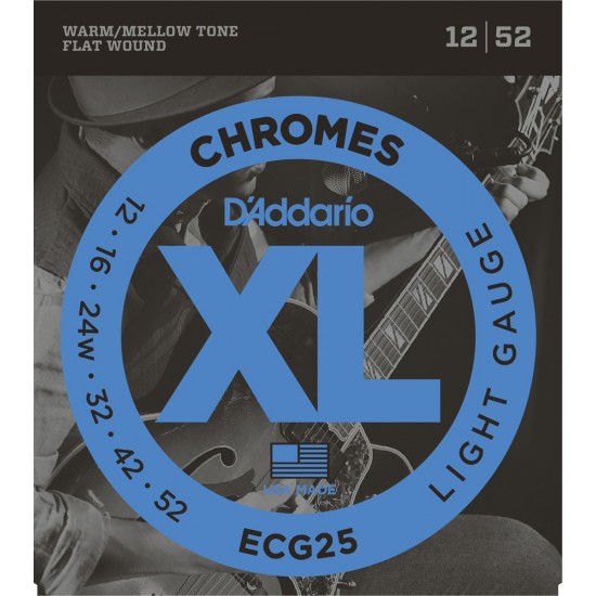 D'Addario ECG25 Chromes Filé Plat Light 12-52