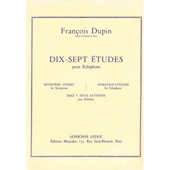 François Dupin : 17 Etudes Pour Xylophone