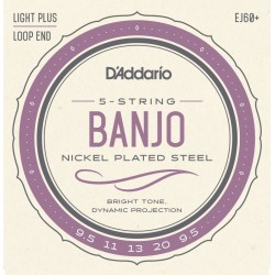 D'Addario EJ60+ Light+ Jeu Banjo 5 Cordes