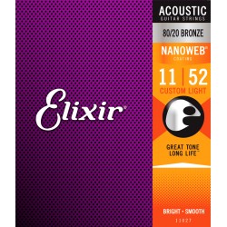 Elixir 11027 Nanoweb Bronze Custom Light 11-52