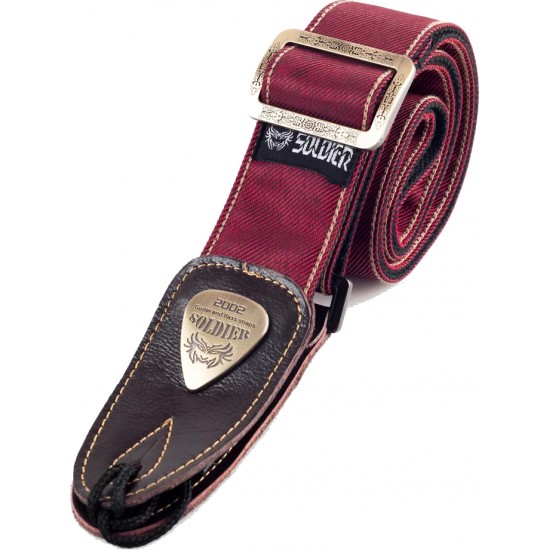 Soldier Sangle Luxe Jean Tissé Rouge