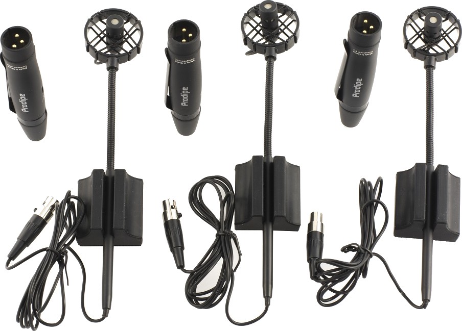 Prodipe AL21 Romanelli Pack de 3 Microphones pour Accord/éon Noir